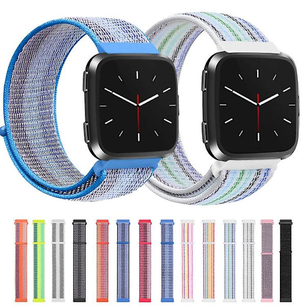 For Fitbit Versa 1 / 2 universal klokkerem i nylon Rainbow Pinstripe
