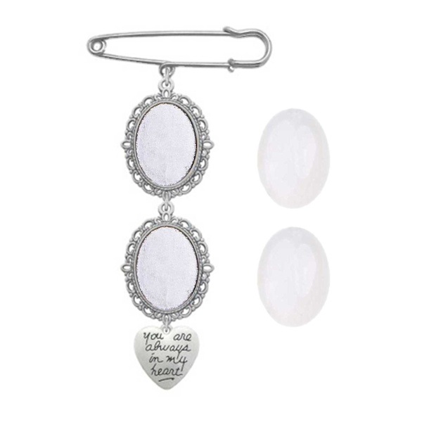 Bröllopsbukett Fotoberlock Gör-det-själv-nål Broschtillverkningssats Lacy Ram Charm Oval tavelram med hänge för semesterhjärta 3