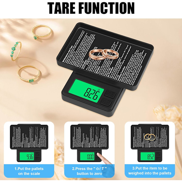 Digital fickvåg 500g x 0,01g Bärbar precisionsgramvåg Smyckesvåg