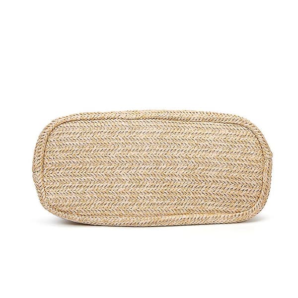 Kvinnor Halm Handväska Handgjord Kintted Crossbody Hinkväskor Tassel Strandväska Sommar Diagonal Pink