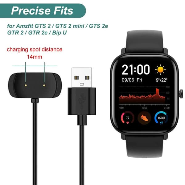 Lader for Amazfit Bip 5, Bip 3, Bip U, T-Rex Pro, Gts 4 Mini, Gts 2, Gts 2 Mini, Gts 2E, Gtr 2 Usb-ladekabel Dock-ledning