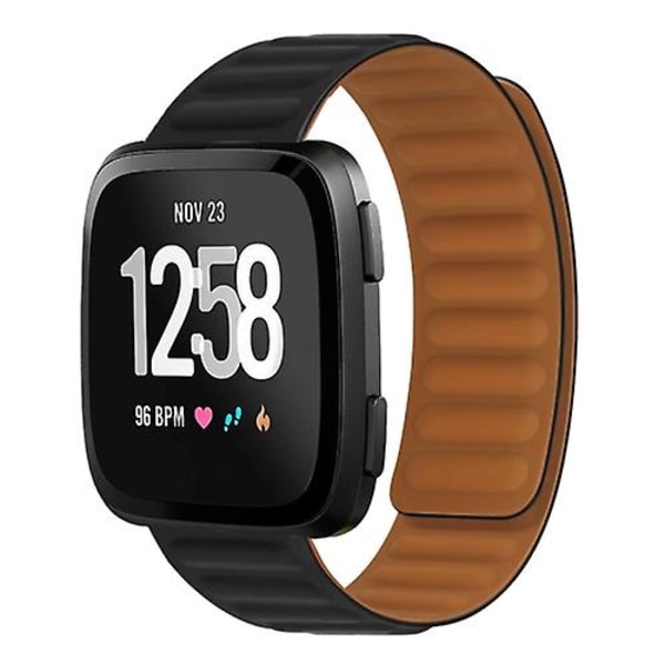 Til Fitbit Versa 4/3/Sense 2 20mm magnetisk silikoneurrem Black