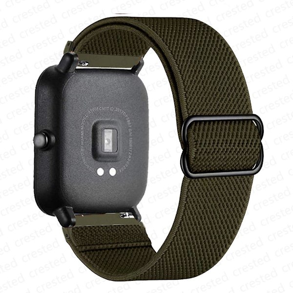 20 mm/22 mm bånd til Amazfit Gts 4//2/2e/3/gts2 Mini/gtr 4/3/pro/gtr2/47 mm/stratos Nylon elastisk urarmbånd Amazfit bipstrop Army Green 22mm