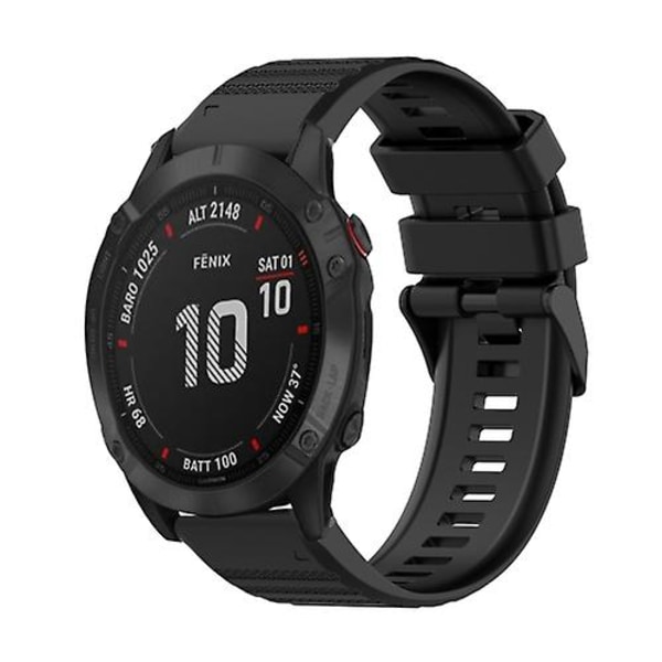 Til Garmin Fenix ​​6 Pro Gps 22 mm horisontal tekstur silikone urrem med værktøj til fjernelse Black