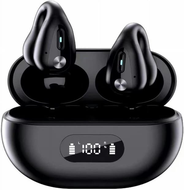 Ægte trådløse Bluetooth-øretelefoner Trådløse knogleledningshovedtelefoner Sort/Display
