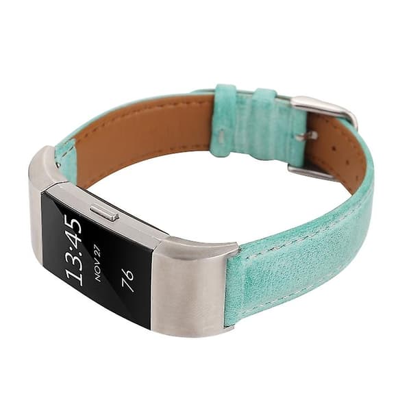 Til Fitbit Charge 2 Fresh Style læderurrem Green
