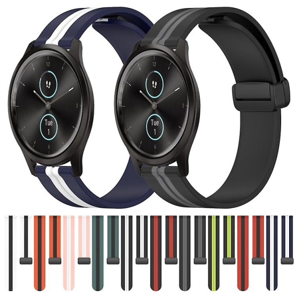Til Garmin Garminmove Style 20 mm foldemagnetisk lås Silikone urbånd Pink-White