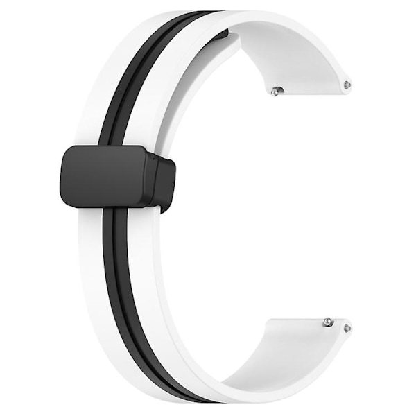 Til Garmin Forerunner Sq2 20mm foldemagnetisk lås Silikone urbånd White-Black