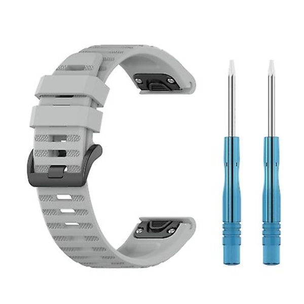 För Garmin Fenix ​​7 / Epix 22mm enfärgad silikon Quick Release Watch Band Gray