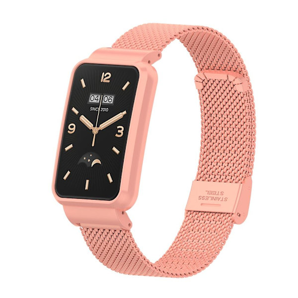 Milanese Strap+ case för Xiaomi Mi Band 7 Pro Rostfritt stål Andningsarmband Ersättningsarmband för Mi Band 7 Pro Belt Deep pink