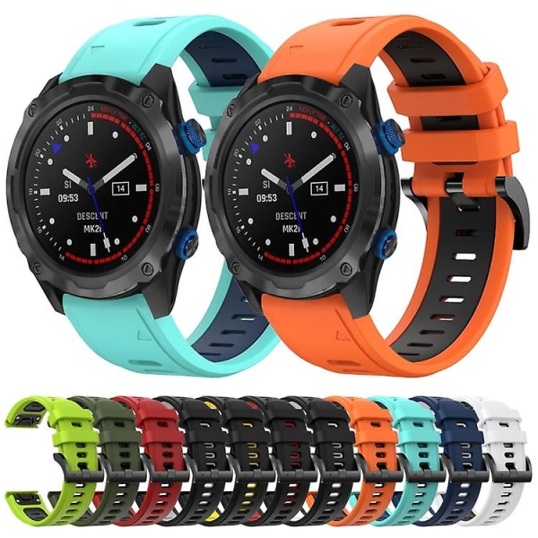 För Garmin Descent Mk 2i 26mm Tvåfärgad Sports Watch White-Black