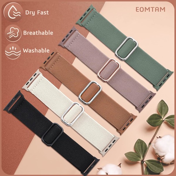 5 kpl joustavia nylonrannekkeita yhteensopivia Apple Watch Band 38 mm:n kanssa K 38mm/40mm/41mm