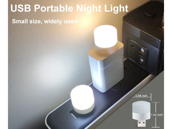 Mini Runda USB-lampor Varmvit Kylvit LED-lampor för Hemanvändning Camping Bilinredning DC 5V Vit