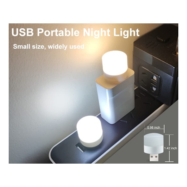 Mini USB LED-pærer, varm/kald hvit, 5V -
