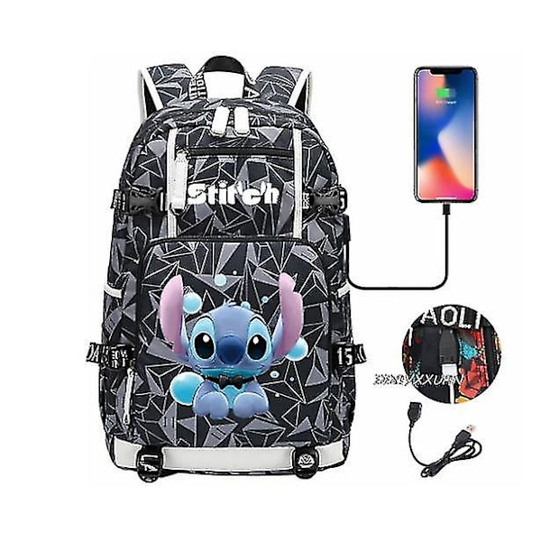 Lilo og Stitch Skolesekker Kapasitet Ryggsekker Gutter Jenter Usb Lading Reise Stor Bærbar PC Studenter Skolesekk Bagpack photo color5