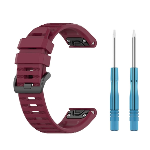 Silikoninen pikalukitusranneke Garmin Fenix 7 / Epix -kellolle Wine Red