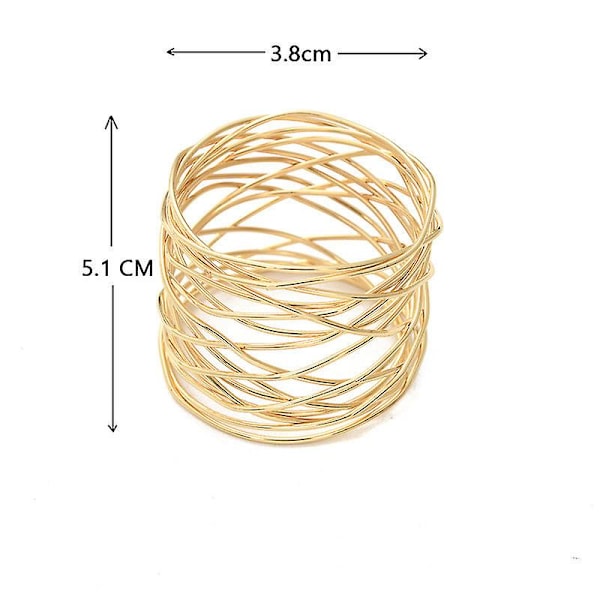 Bred rund guld servettring metallkors ihålig servett spänne matbord dekoration 10pcs