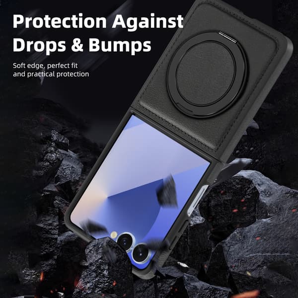 Magnetisk etui til Samsung Galaxy Z Flip8, PU-læder med stativ Orange