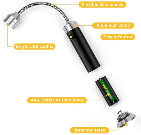 2-pak Bbq Lys Magnetisk Base, Led Bbq Lys 360 Fleksibel Svanehals