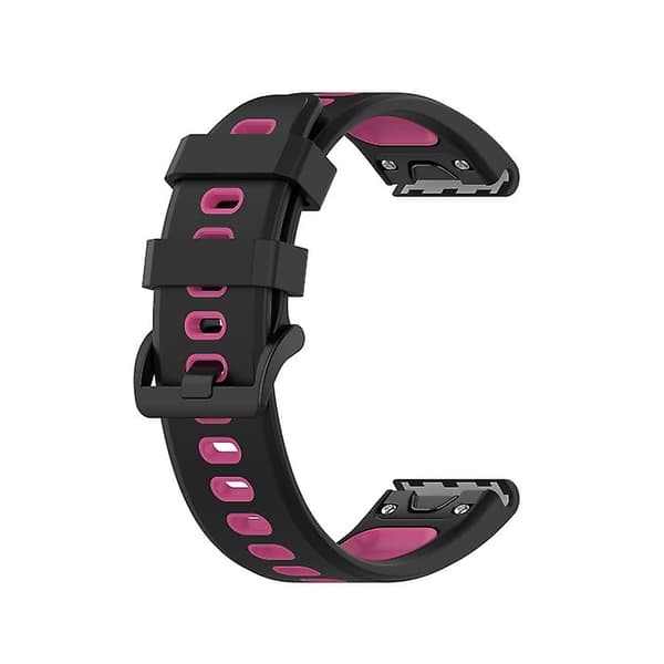 22 mm Quick Release To-farve Silikone Urrem Til Garmin Fenix ​​7 / Epix Black Rose Red