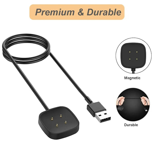 Oplader til Fitbit Sense/Sense 2/Versa 3/Versa 4, USB-opladerkabel (3,3ft/1m) (2)