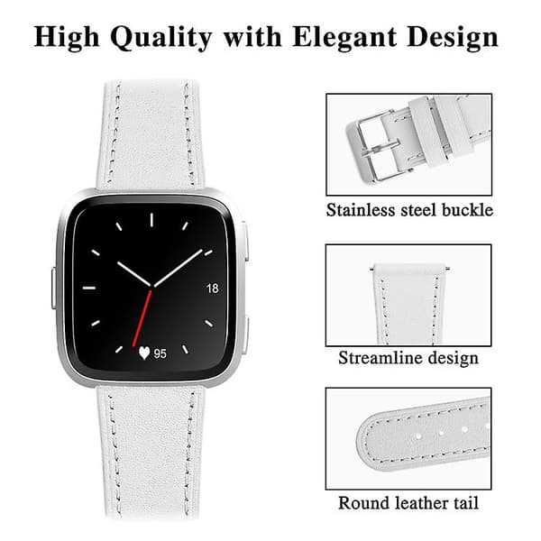 For Fitbit Versa 2 / Fitbit Versa Lite skinnklokkerem med rund halespenne White