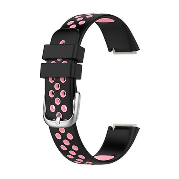 Til Fitbit Luxe tofarvet silikoneurrem Black Pink