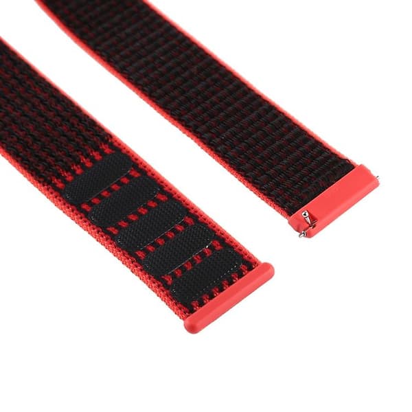 Til Fitbit Versa / Versa 2 Nylon urbånd med krog og løkke Black Red