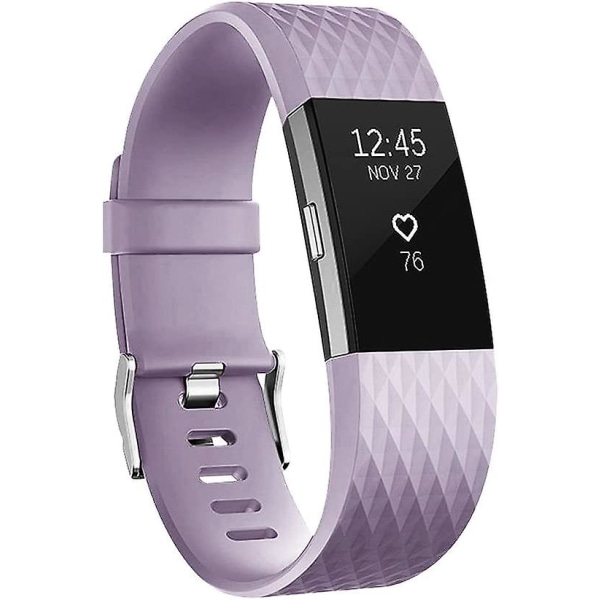 Erstatningsbånd som er kompatible for Fitbit Charge 2, Classic & Special Edition justerbare sportsarmbånd lavender with slight gray Large