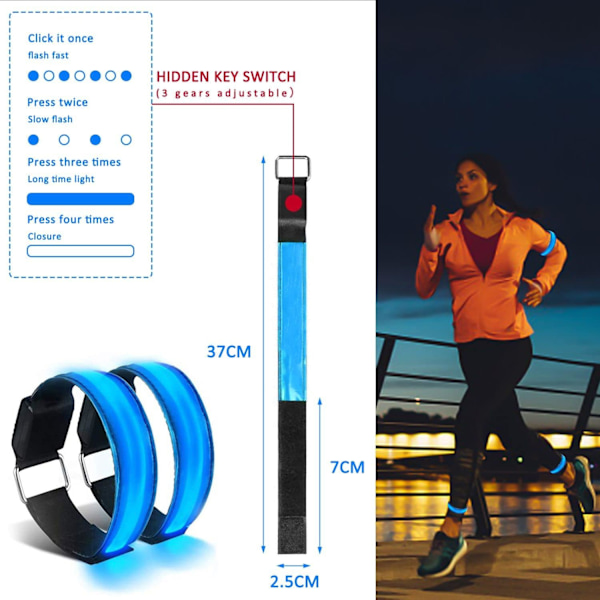 Laderbare Reflekterende Armbånd - Høy Synlighet LED Håndleddsstropper