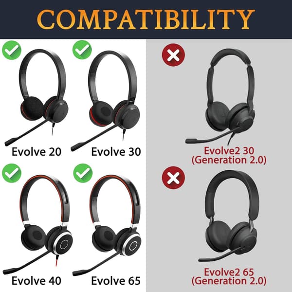 Øreputer for Jabra Evolve 65/40/30/20 Memory foam øreputer, 1 par