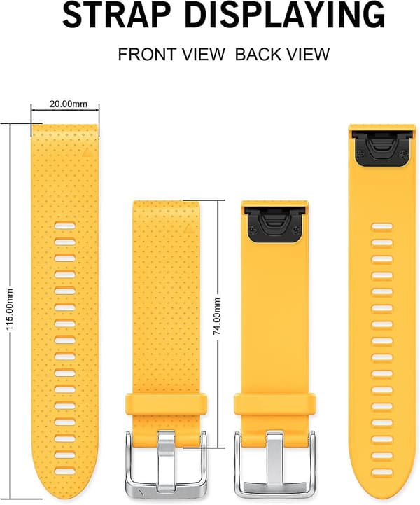Erstatningsrem for Fenix ​​5s Plus/fenix 6s Pro/fenix 7s/d2 Delta S Smartwatch (sølvspenne-mørkeblå) Yellow