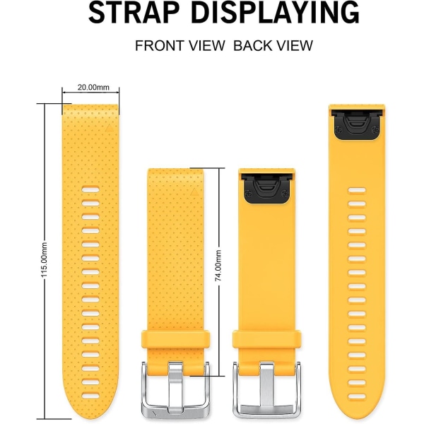 Vaihtohihna Fenix ​​5s Plus/fenix 6s Pro/fenix 7s/d2 Delta S -älykellolle (hopea solki-tummansininen) Yellow