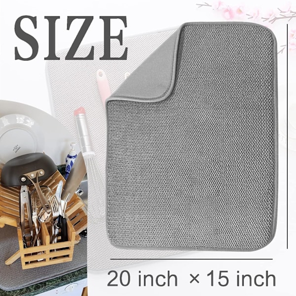 2-pakning mikrofiber oppvaskmatte grey