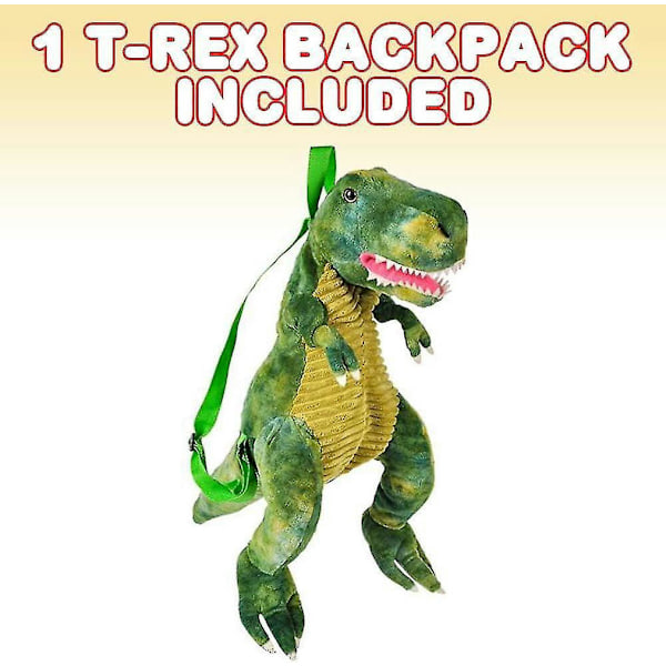 Plysj T-rex Ryggsekk for Barn Dinosaur Bag Med Justerbare Stropper Og Glidelås Shznv