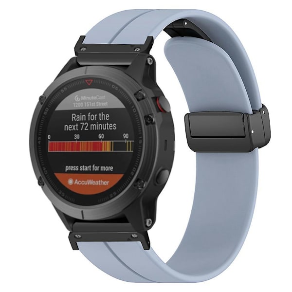 Til Garmin Fenix 7 / 6 / 5 22mm Rem til håndled Fleksibelt silikoneur med magnetisk spænde Lavender Grey