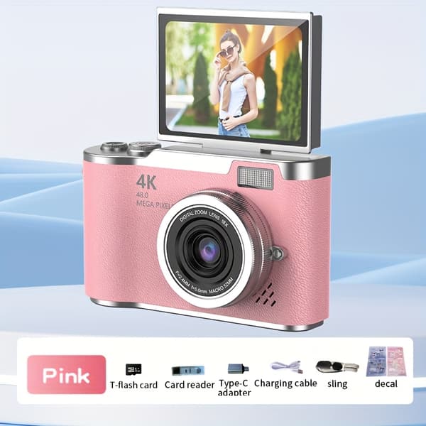 Digitalkamera 4K HD Digitalkamera HD Selfie Vlog Pink