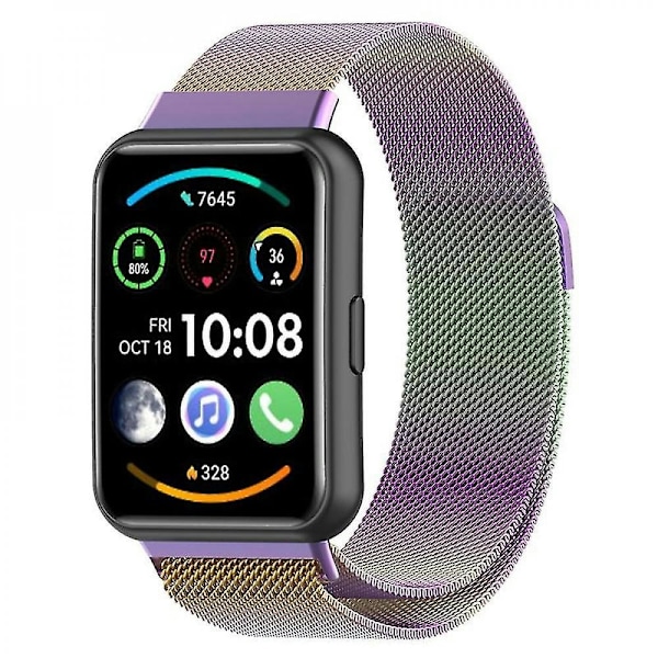 Milanese Fine Mesh Watch Strap Stainless Steel Wrist Compatible With Huawei Watch Fit 2/Watch Fit 2 Active GQU Multicolor Style C