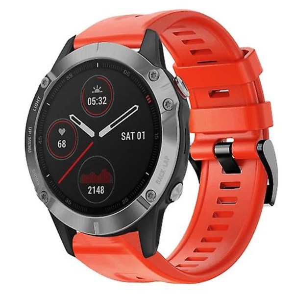 For Garmin Fenix ​​6 Gps metallspenne ensfarget silikonklokkerem Red