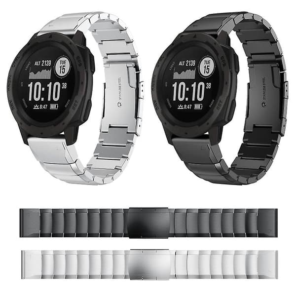 För Garmin Instinct 22mm Tortoise Shell watch i rostfritt stål Sliver
