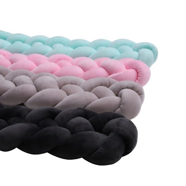 Baby Upholstery Woven Knotted Ball Pillow Twist Braid Baby Bed Sleep Bumper Decoration Bed Surround pink 3m