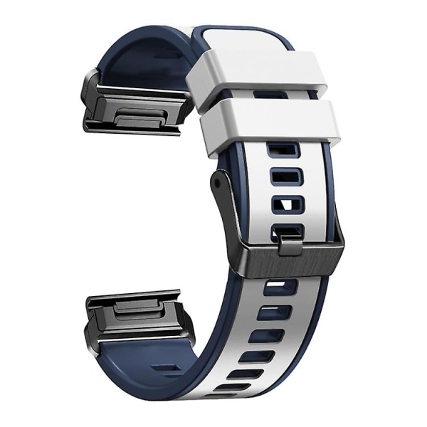Til Garmin Fenix ​​7x 26 mm Plain Weave To-farve Quick Release Silikone Watch Band White Blue