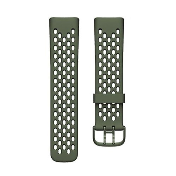 Til Fitbit Charge 5 Silikone Hole Watch Band Pine Needle Green