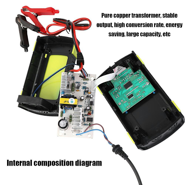 12V6A Batteri Smart Oplader Bil og Motorcykel Batteri Oplader Digital Reparation Oplader Gul US Standard