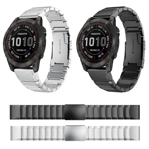 For Garmin Fenix 7 22mm Skilpaddeskall Rustfritt Stål Klokkereim YRF Sliver