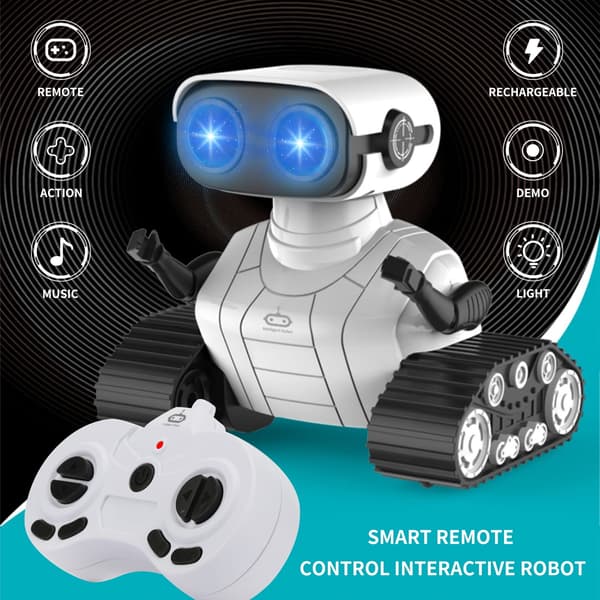 Fjernstyrte roboter med automatisk demonstrasjon og LED-øyne, bursdagsgave til barn