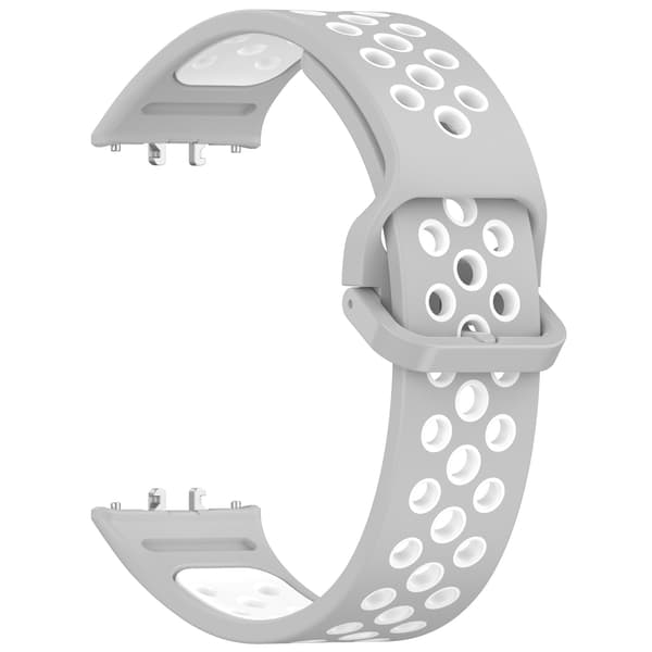 Stropp for Samsung Galaxy Fit 3 R390 Tofarget silikonstropp (Grå Hvit)