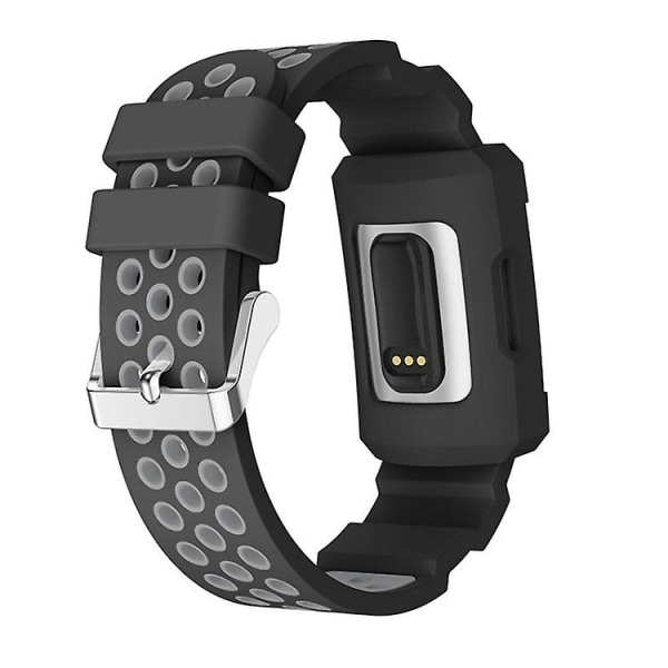 For Fitbit Charge 3 alt-i-ett silikonbeskyttelsesveske erstatningsklokkebånd Grey