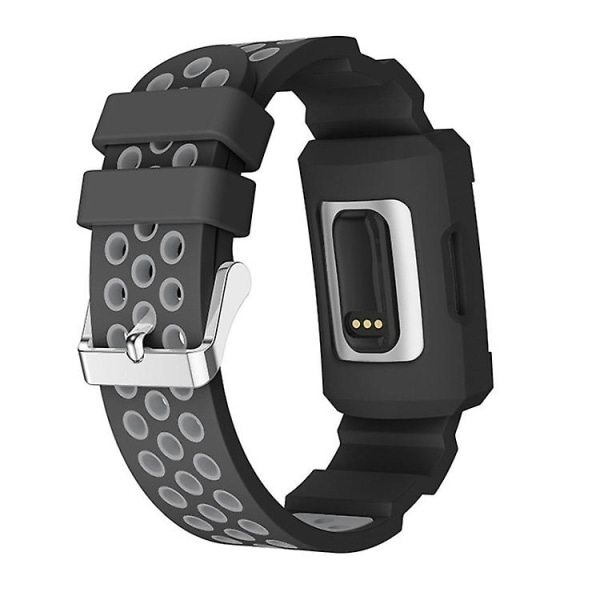 Til Fitbit Charge 3 alt-i-en silikone beskyttelseshylster erstatningsurrem Grey