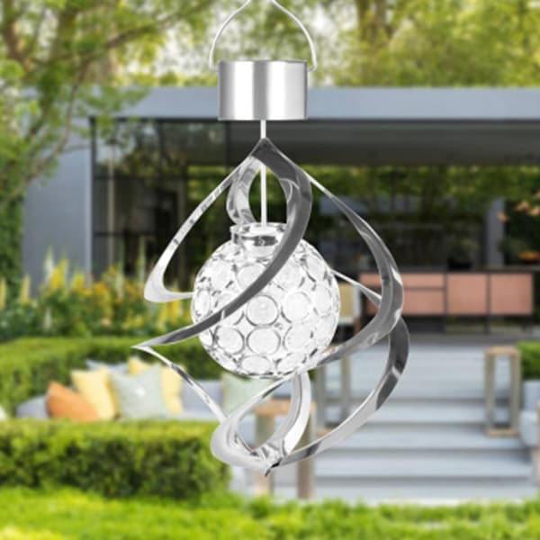 Solcells vindspel LED spiral spinner lampa färgförändrande